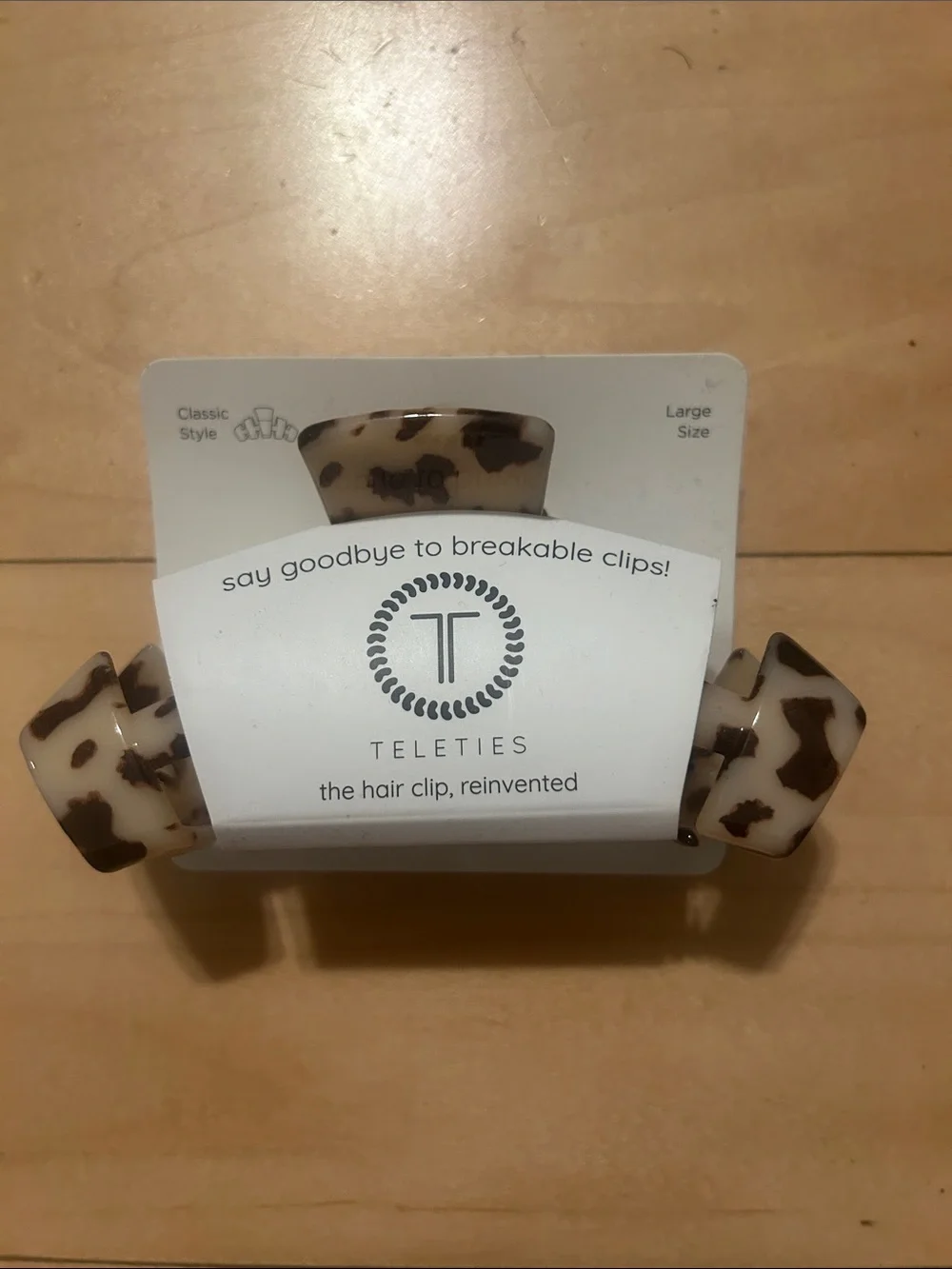 Teleties Large Tortoiseshell Hair Clip - Cream & Brown